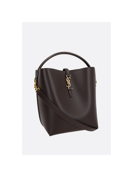 Le 37 Shiny Leather Bucket Bag-SAINT LAURENT-JOHN JULIA