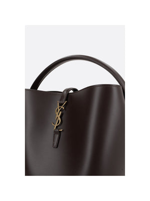 Le 37 Shiny Leather Bucket Bag-SAINT LAURENT-JOHN JULIA