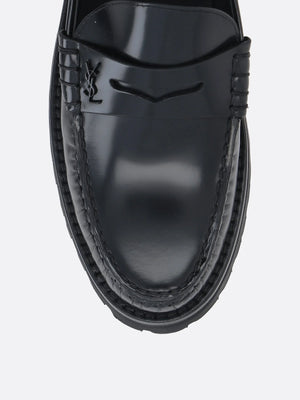 Le Loafer Monogram Shiny Leather Loafers-SAINT LAURENT-JOHN JULIA