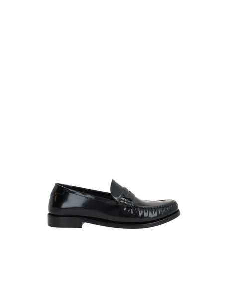 Le Loafer Shiny Leather Penny Loafers-SAINT LAURENT-JOHN JULIA