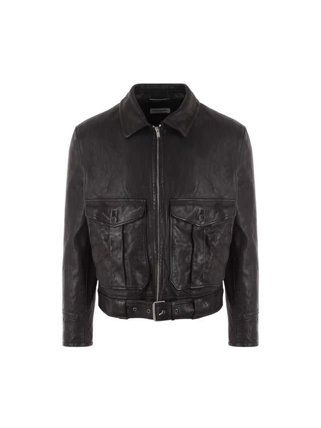 Leather Jacket-SAINT LAURENT-JOHN JULIA