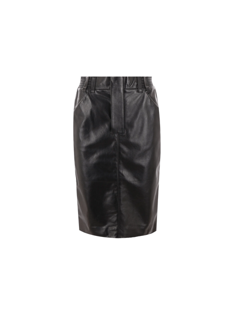 Leather Pencil Skirt-SAINT LAURENT-JOHN JULIA