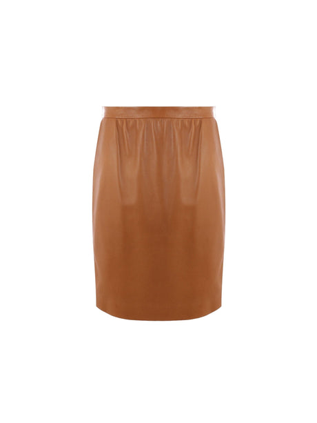 Leather Pencil Skirt-SAINT LAURENT-JOHN JULIA