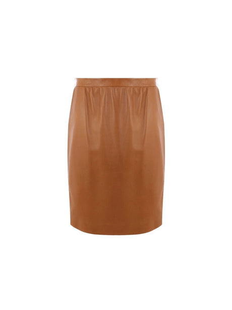 Leather Pencil Skirt-SAINT LAURENT-JOHN JULIA