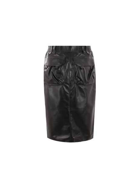 Leather Pencil Skirt-SAINT LAURENT-JOHN JULIA