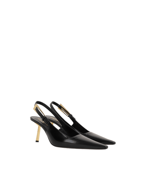 Lee Glossy Leather Slingbacks-SAINT LAURENT-JOHN JULIA