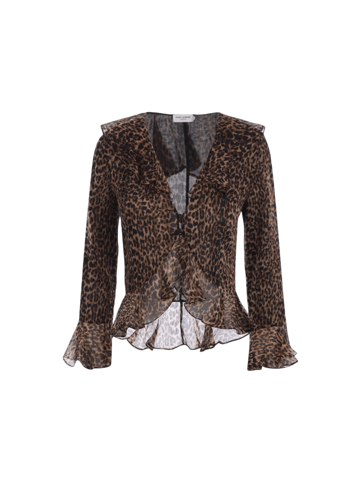 Leopard Print Wool Blouse-SAINT LAURENT-JOHN JULIA