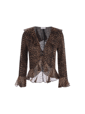 Leopard Print Wool Blouse-SAINT LAURENT-JOHN JULIA