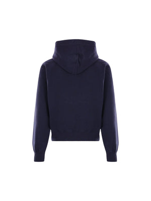 Logo Embroidered Fleece Hoodie-SAINT LAURENT-JOHN JULIA