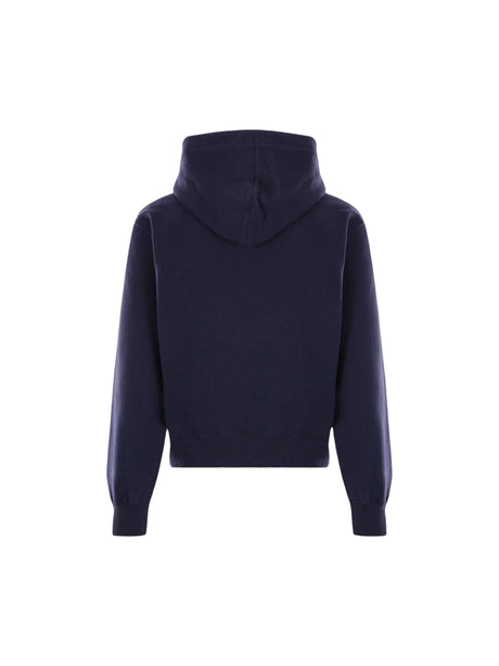 Logo Embroidered Fleece Hoodie-SAINT LAURENT-JOHN JULIA