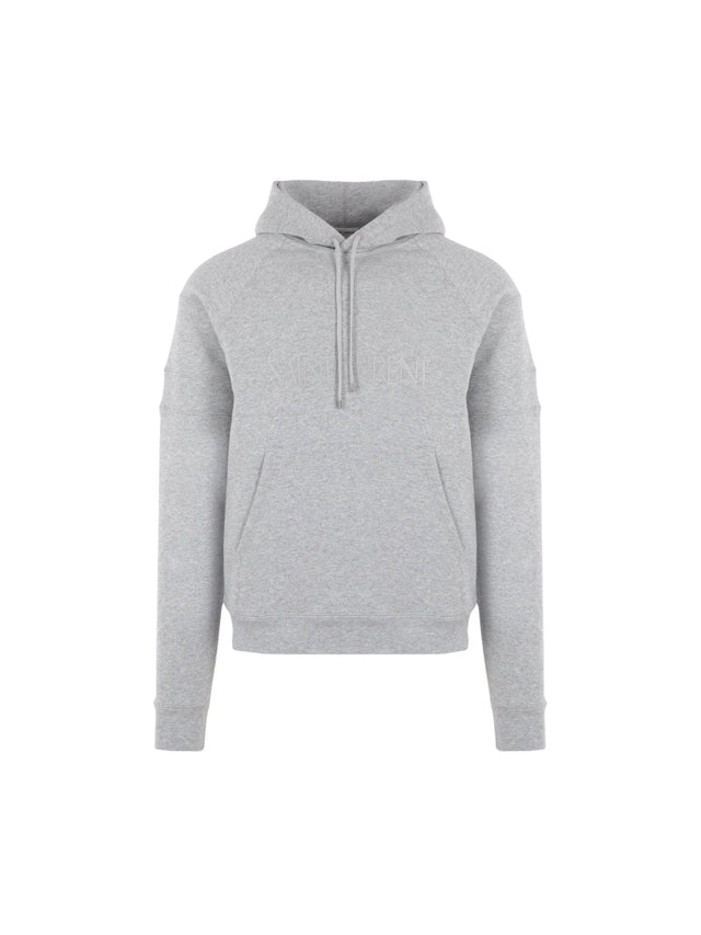 Logo Embroidered Fleece Hoodie-SAINT LAURENT-JOHN JULIA