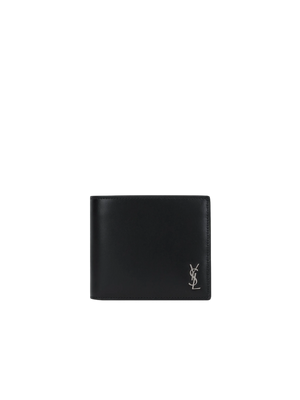 Matt Leather Monogram Bi-Fold Wallet-SAINT LAURENT-JOHN JULIA