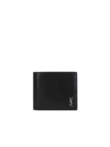 Matt Leather Monogram Bi-Fold Wallet-SAINT LAURENT-JOHN JULIA