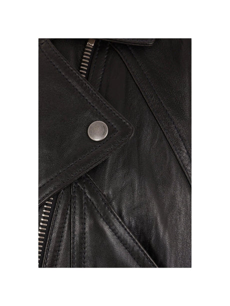 Nappa Leather Biker Coat-SAINT LAURENT-JOHN JULIA