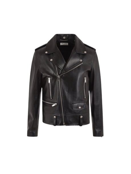 Nappa Leather Biker Jacket-SAINT LAURENT-JOHN JULIA