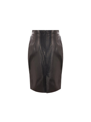 Nappa Leather Pencil Skirt-SAINT LAURENT-JOHN JULIA