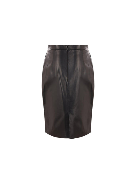 Nappa Leather Pencil Skirt-SAINT LAURENT-JOHN JULIA