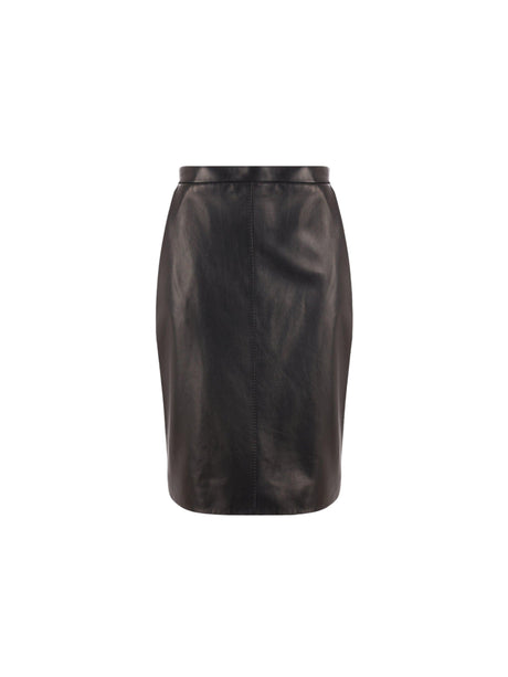 Nappa Leather Pencil Skirt-SAINT LAURENT-JOHN JULIA