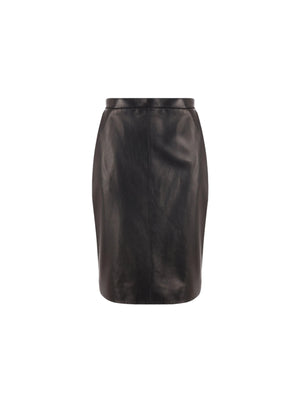 Nappa Leather Pencil Skirt-SAINT LAURENT-JOHN JULIA