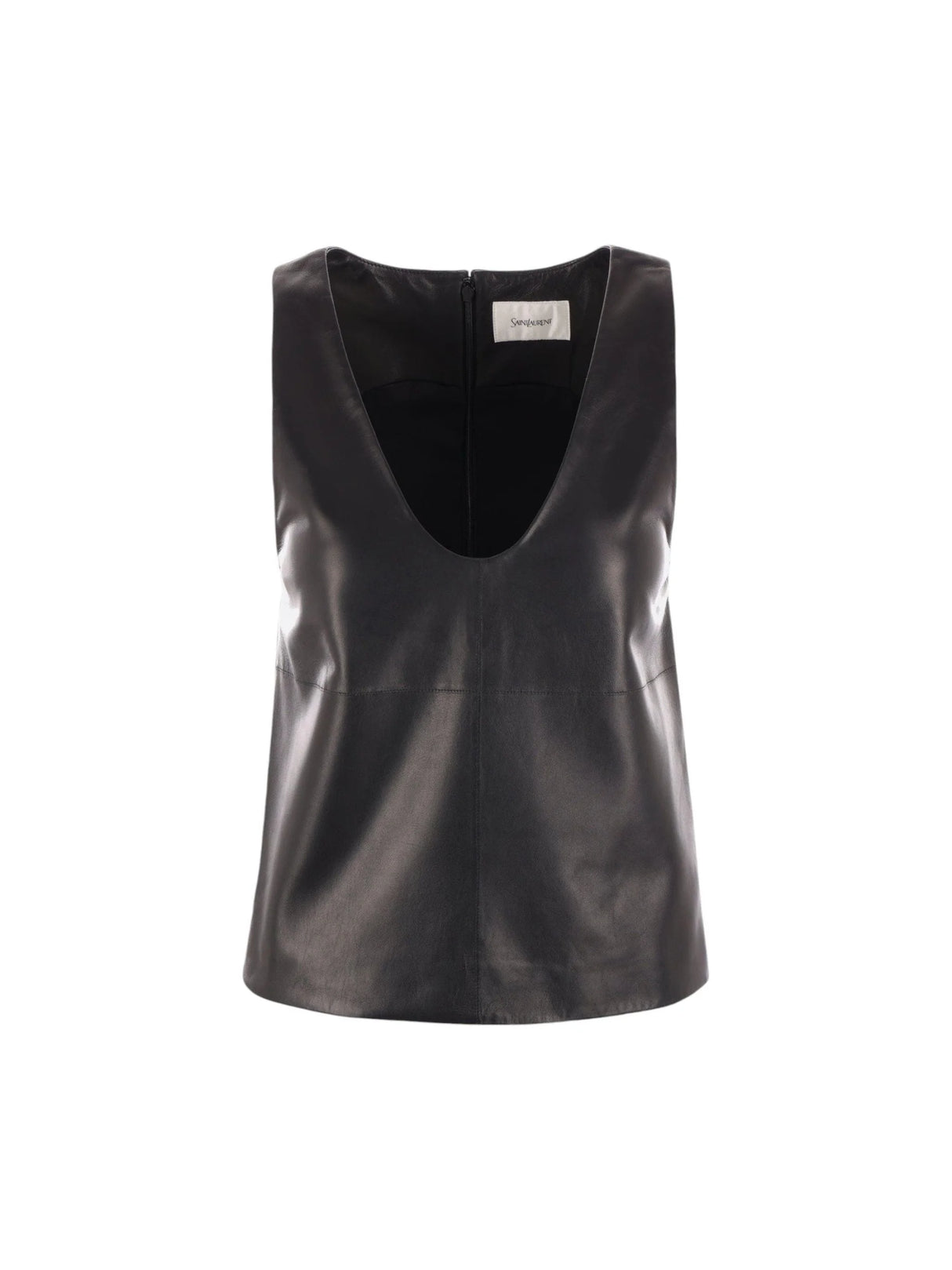 Nappa Leather Tank Top-SAINT LAURENT-JOHN JULIA