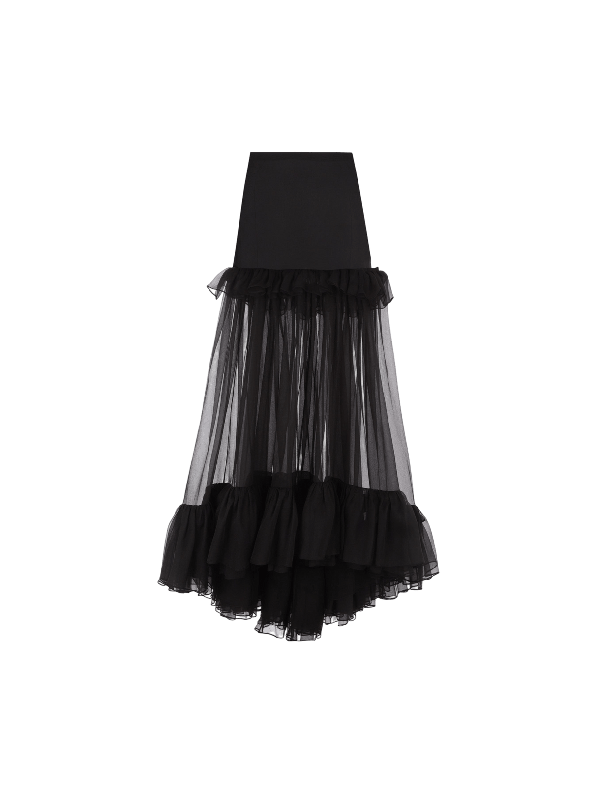 Organic Silk Cigaline Flounced Round Skirt-SAINT LAURENT-JOHN JULIA