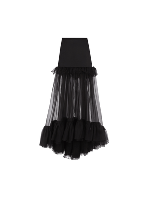 Organic Silk Cigaline Flounced Round Skirt-SAINT LAURENT-JOHN JULIA