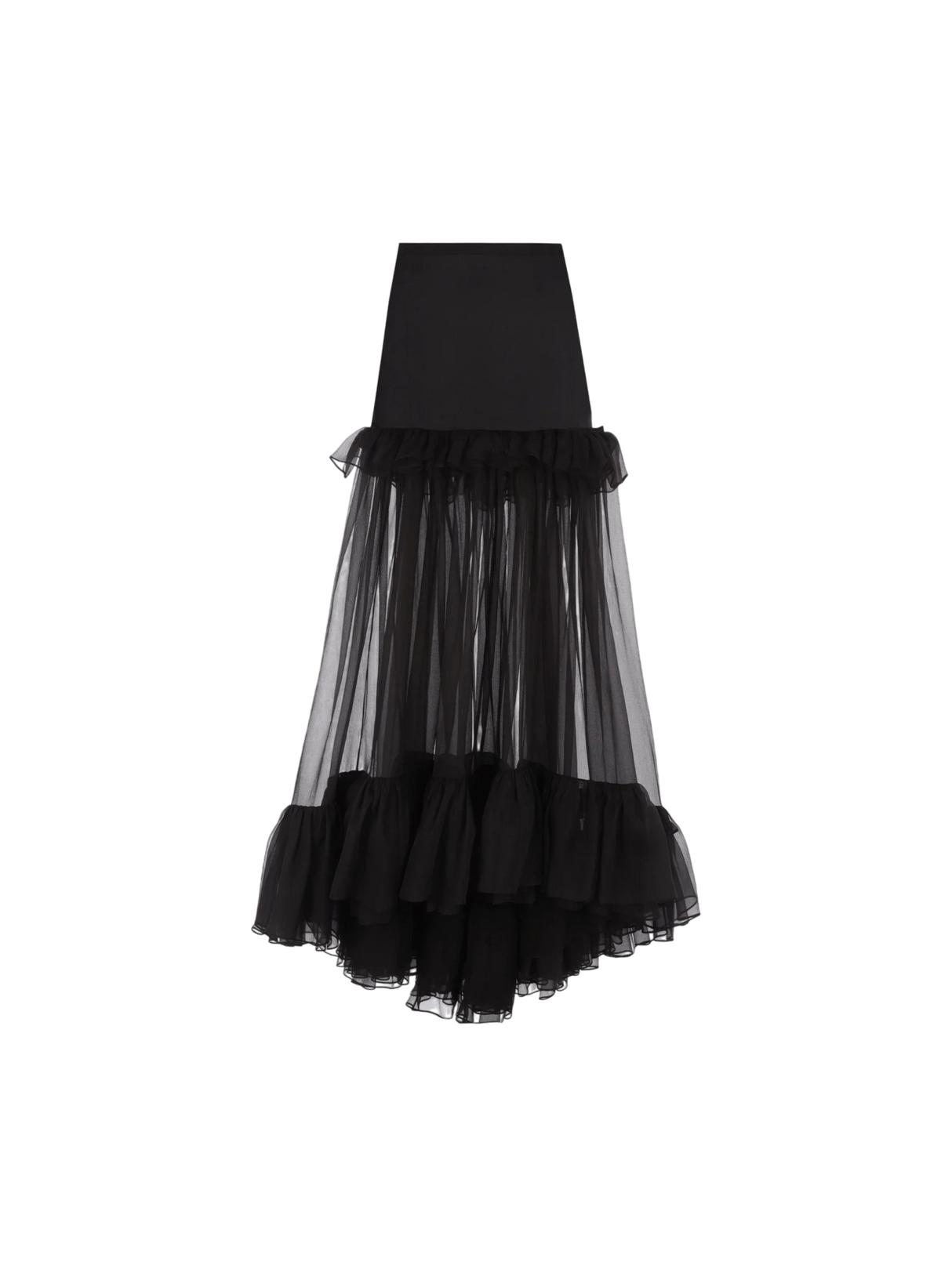 Organic Silk Cigaline Flounced Round Skirt-SAINT LAURENT-JOHN JULIA