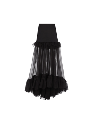 Organic Silk Cigaline Flounced Round Skirt-SAINT LAURENT-JOHN JULIA