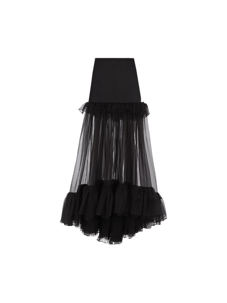 Organic Silk Cigaline Flounced Round Skirt-SAINT LAURENT-JOHN JULIA