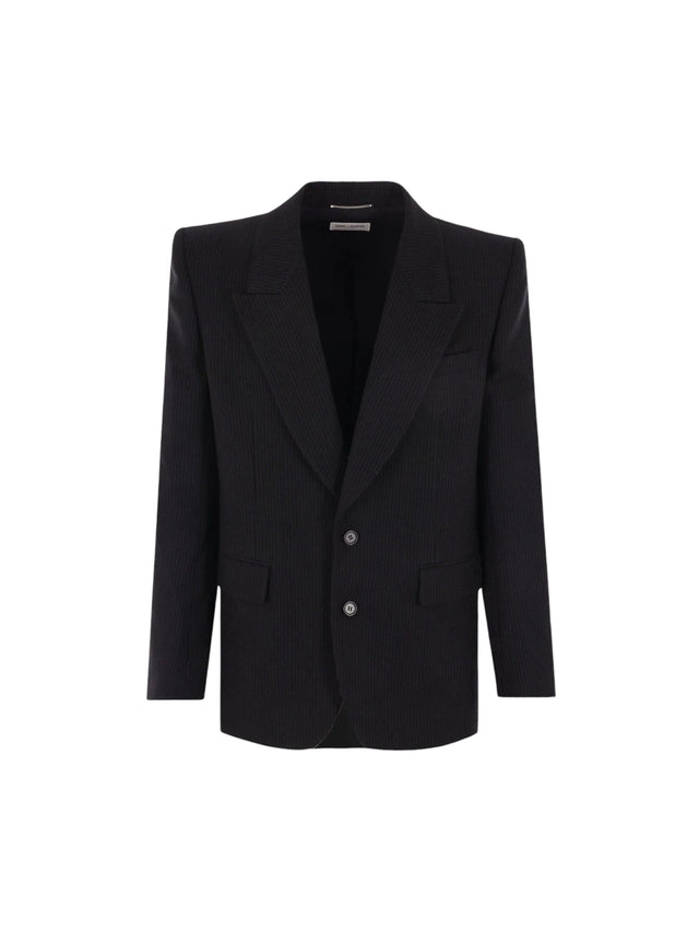 Pinstriped Wool Jacket-SAINT LAURENT-JOHN JULIA