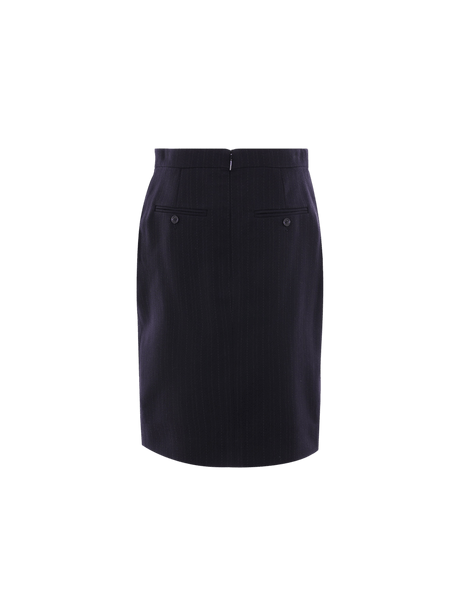 Pinstriped Wool Skirt-SAINT LAURENT-JOHN JULIA