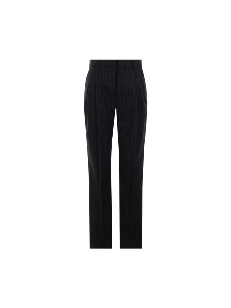 Pinstriped Wool Straight-leg Pants-SAINT LAURENT-JOHN JULIA