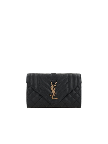 Quilted Leather Envelope Small Crossbody Bag-SAINT LAURENT-JOHN JULIA