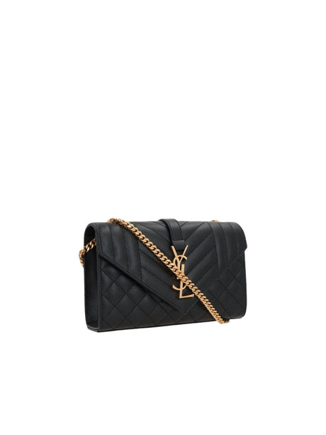 Quilted Leather Envelope Small Crossbody Bag-SAINT LAURENT-JOHN JULIA