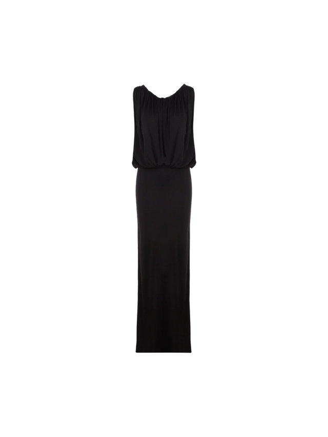 Responsible Shiny Jersey Sleeveless Long Dress-SAINT LAURENT-JOHN JULIA