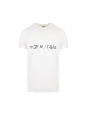 Reversed Logo Cotton T-shirt-SAINT LAURENT-JOHN JULIA