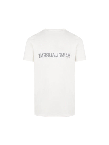 Reversed Logo Cotton T-shirt-SAINT LAURENT-JOHN JULIA