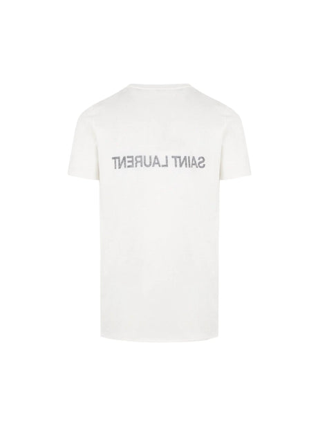 Reversed Logo Cotton T-shirt-SAINT LAURENT-JOHN JULIA