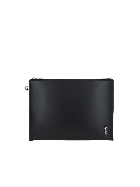 Shiny Leather Cassandre Tiny Clutch-SAINT LAURENT-JOHN JULIA