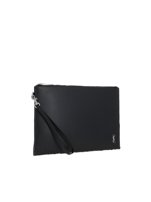 Shiny Leather Cassandre Tiny Clutch-SAINT LAURENT-JOHN JULIA