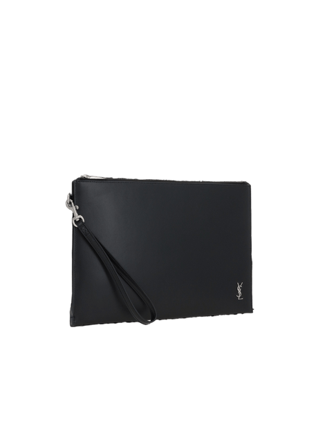 Shiny Leather Cassandre Tiny Clutch-SAINT LAURENT-JOHN JULIA