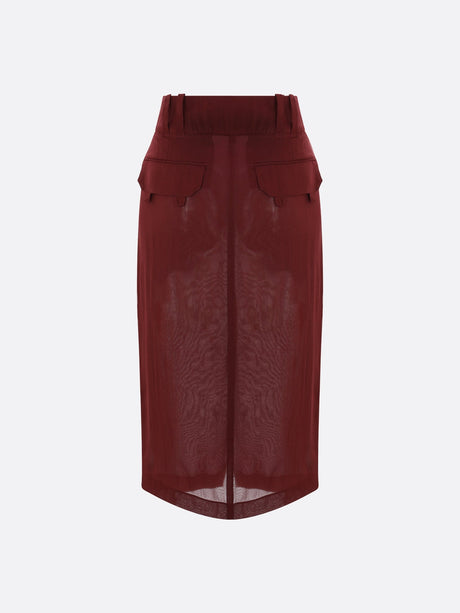 Silk Crepe Muslin Pencil Skirt-SAINT LAURENT-JOHN JULIA