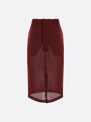 Silk Crepe Muslin Pencil Skirt-SAINT LAURENT-JOHN JULIA