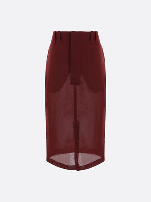 Silk Crepe Muslin Pencil Skirt-SAINT LAURENT-JOHN JULIA