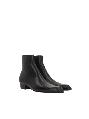 SAINT LAURENT-Smooth Leather Augustin Ankle Boots-JOHN JULIA