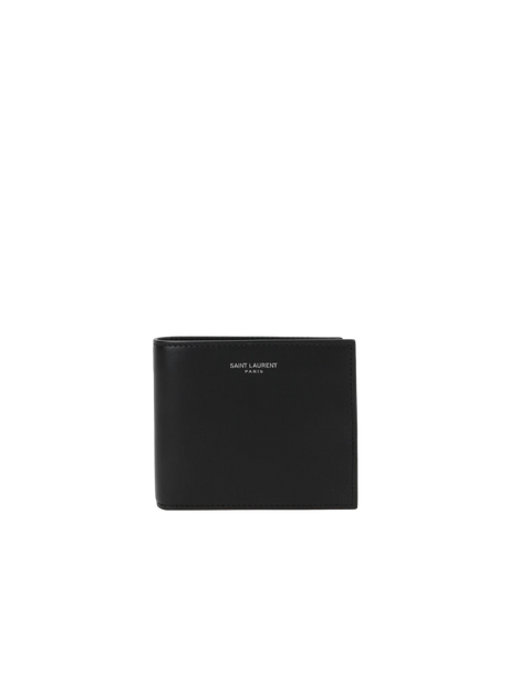 Smooth Leather Bi-Fold Wallet-SAINT LAURENT-JOHN JULIA