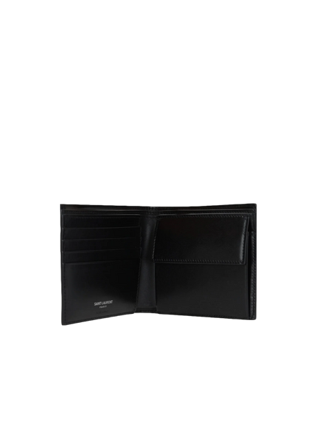 Smooth Leather Cassandre Bi-Fold Wallet-SAINT LAURENT-JOHN JULIA