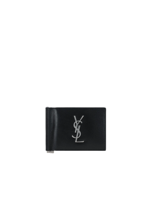 Smooth Leather Cassandre Money Clip Wallet-SAINT LAURENT-JOHN JULIA