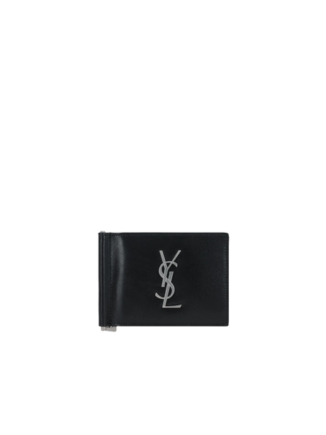 Smooth Leather Cassandre Money Clip Wallet-SAINT LAURENT-JOHN JULIA