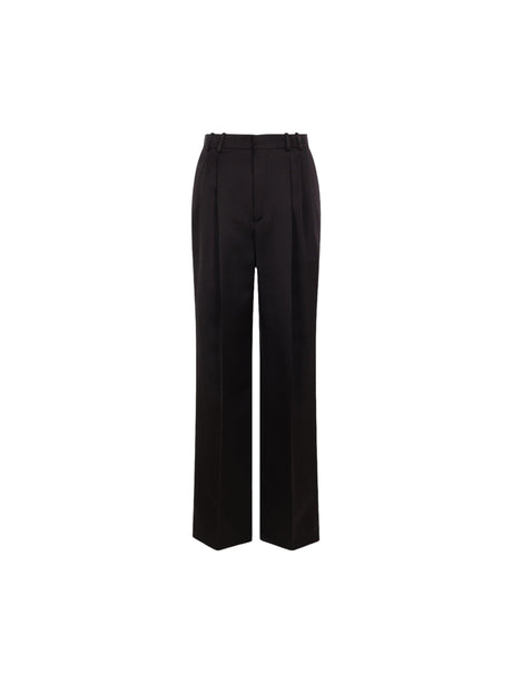 Straight-leg Silk Satin Trousers-SAINT LAURENT-JOHN JULIA